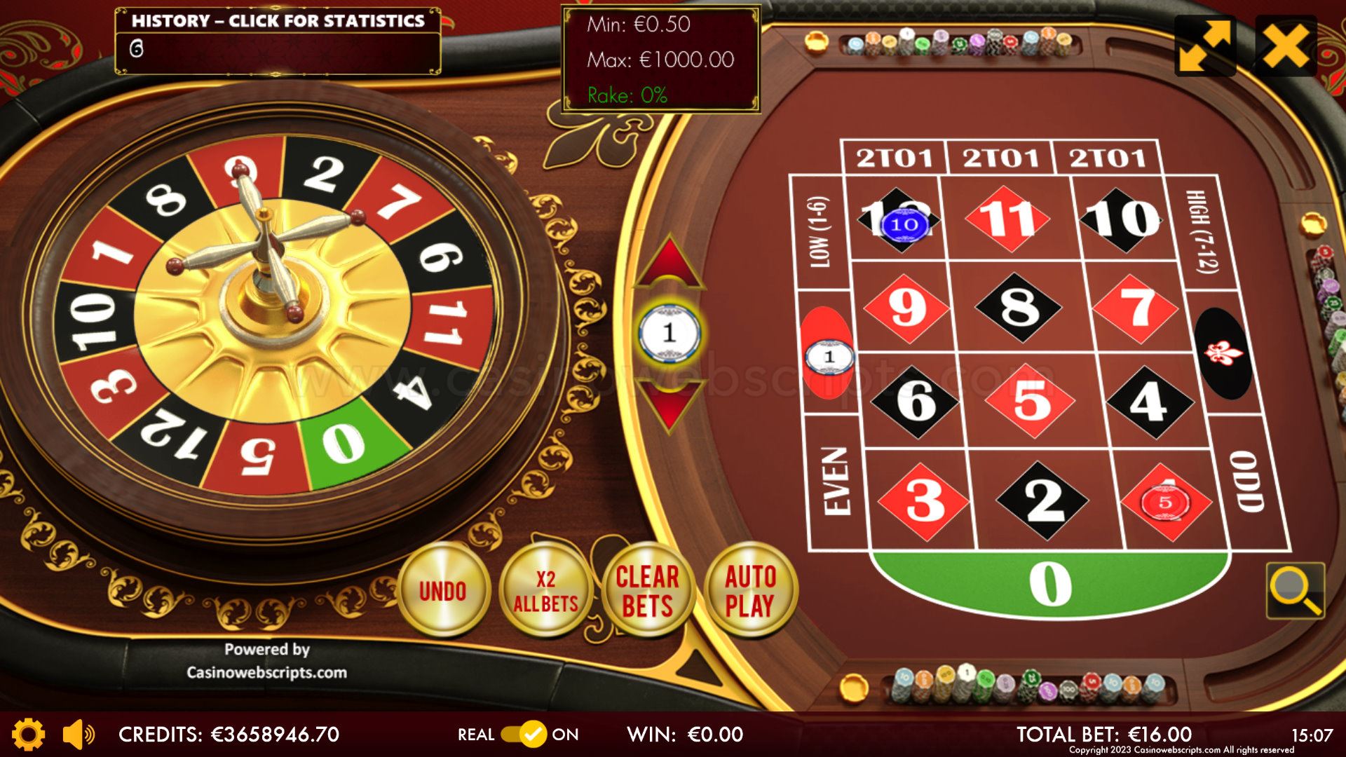 Mini Roulette 3D Advanced - HTML5 Mobile and PC - Preview