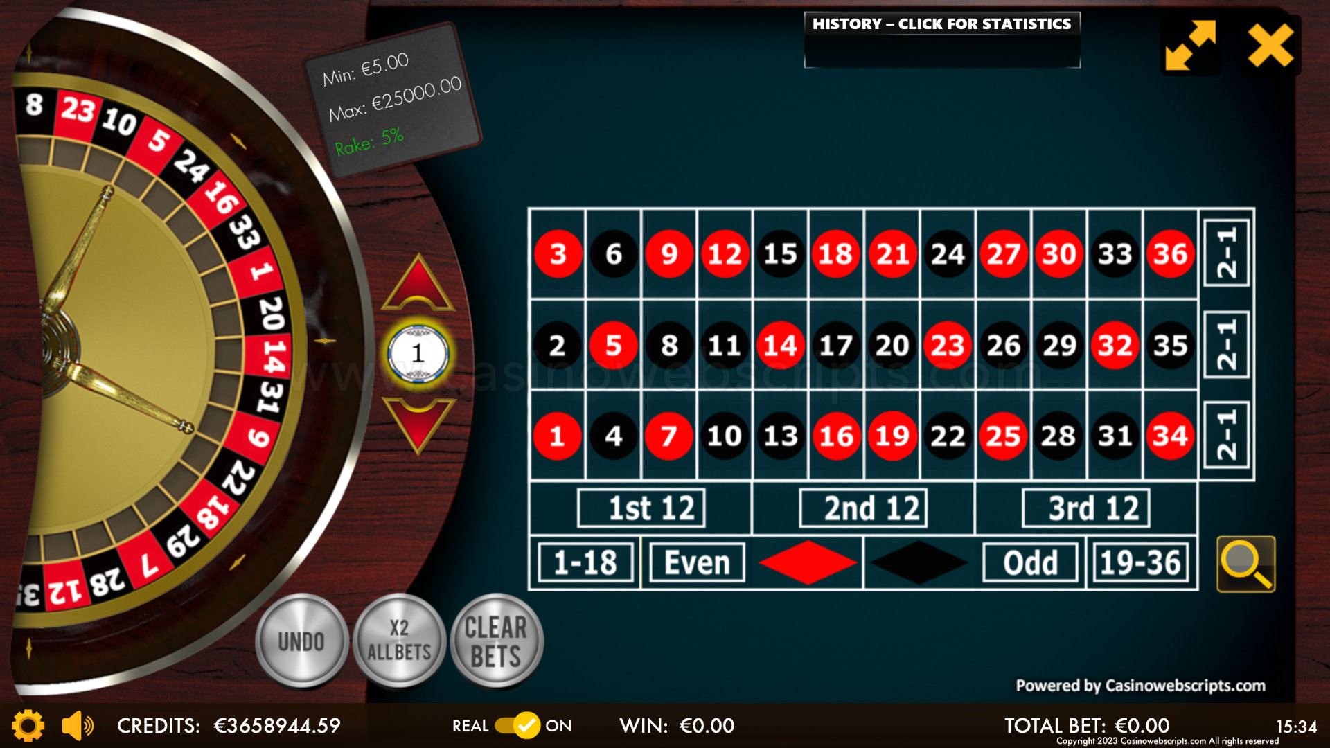 No Zero Roulette 2D Advanced - Mobile and PC - Preview