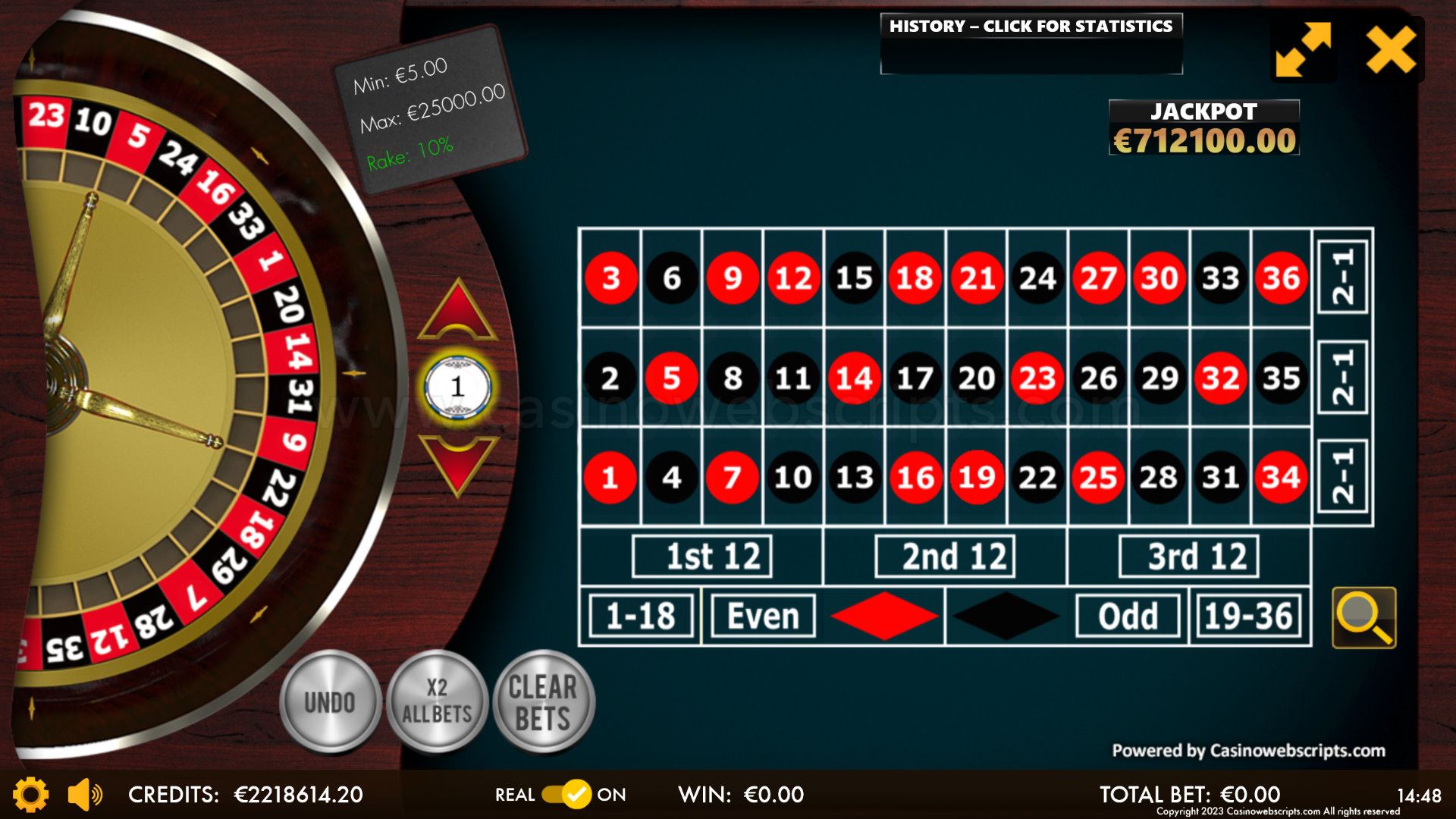 Jackpot Roulette No Zero 2D Advanced - Mobile and PC - Preview