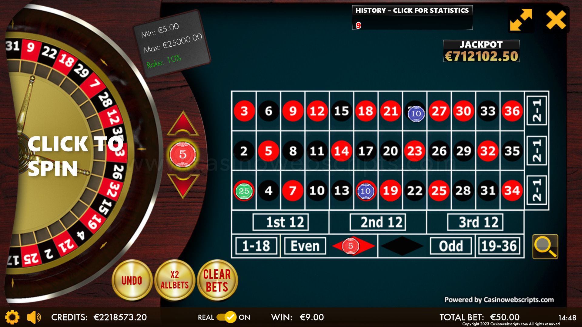 Jackpot Roulette No Zero 2D Advanced - Mobile and PC - Preview