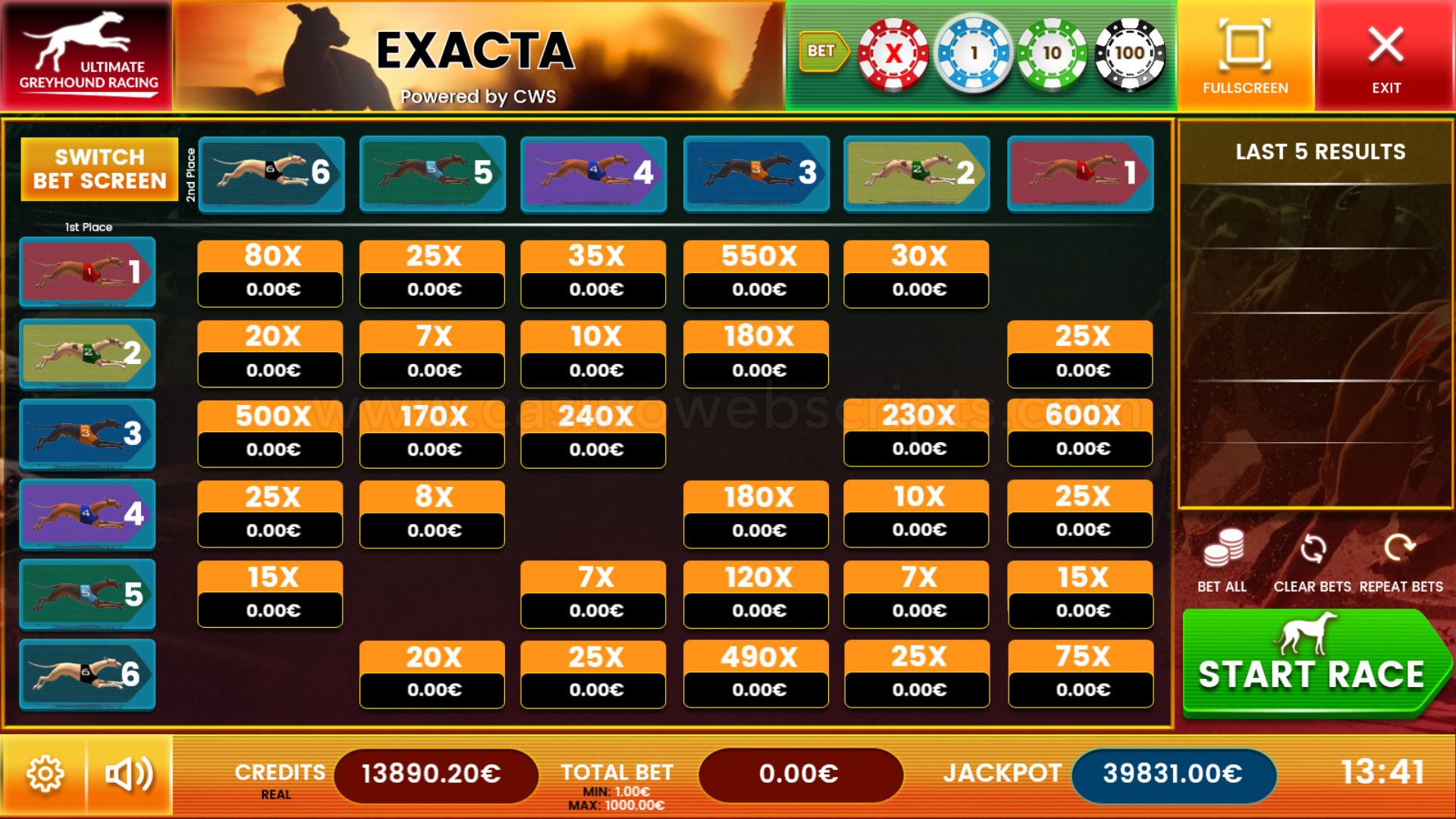 Greyhound Dog Racing Exacta - Mobile and PC - Preview