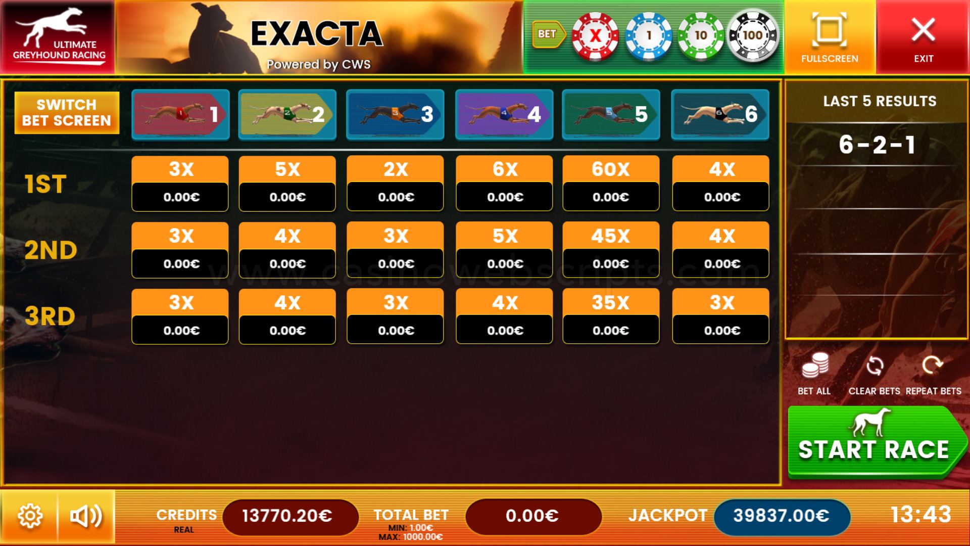 Greyhound Dog Racing Exacta - Mobile and PC - Preview