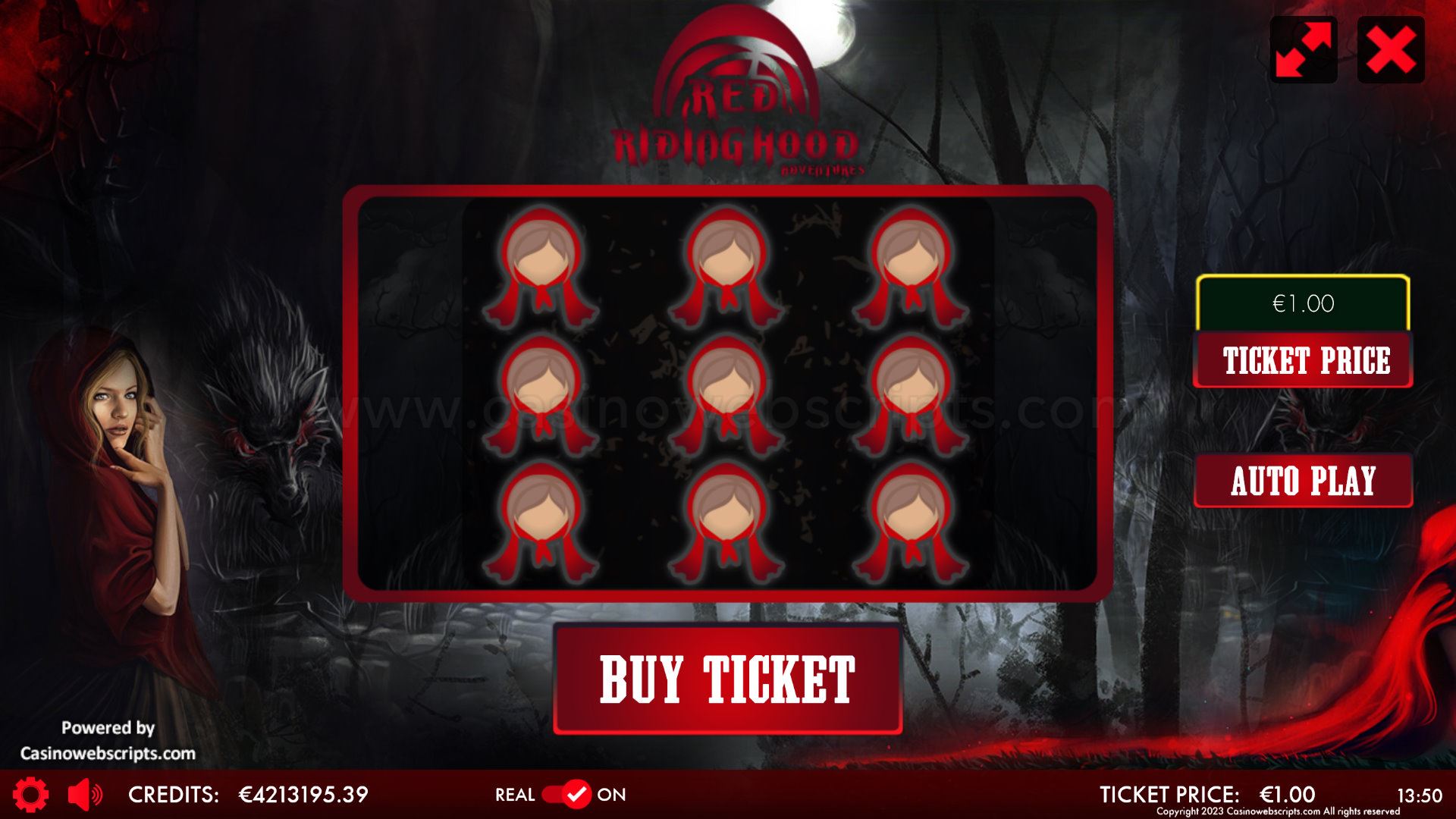 Red Riding Hood Adventures Scratch Card  Mobile and PC - Preview