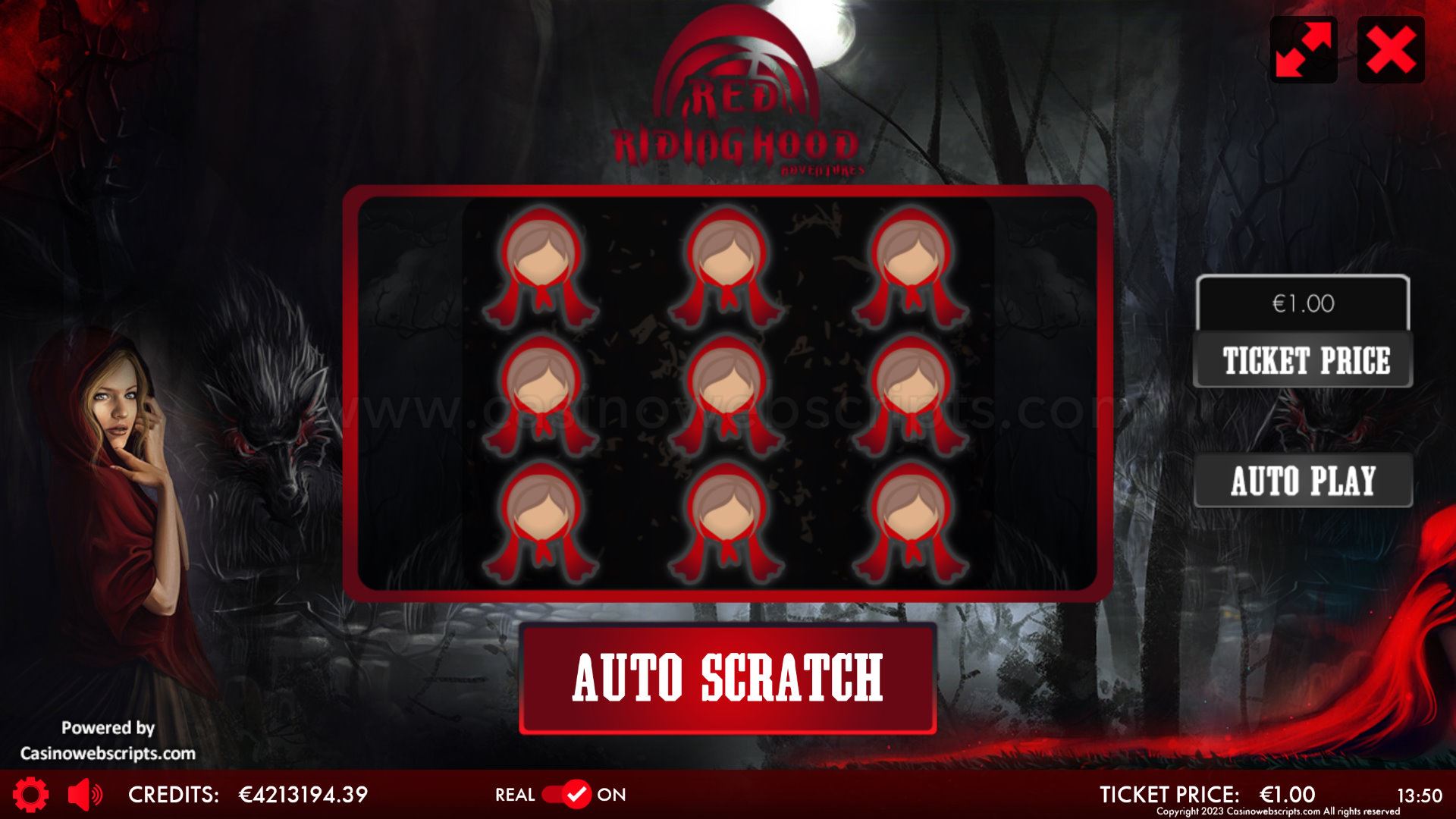 Red Riding Hood Adventures Scratch Card  Mobile and PC - Preview