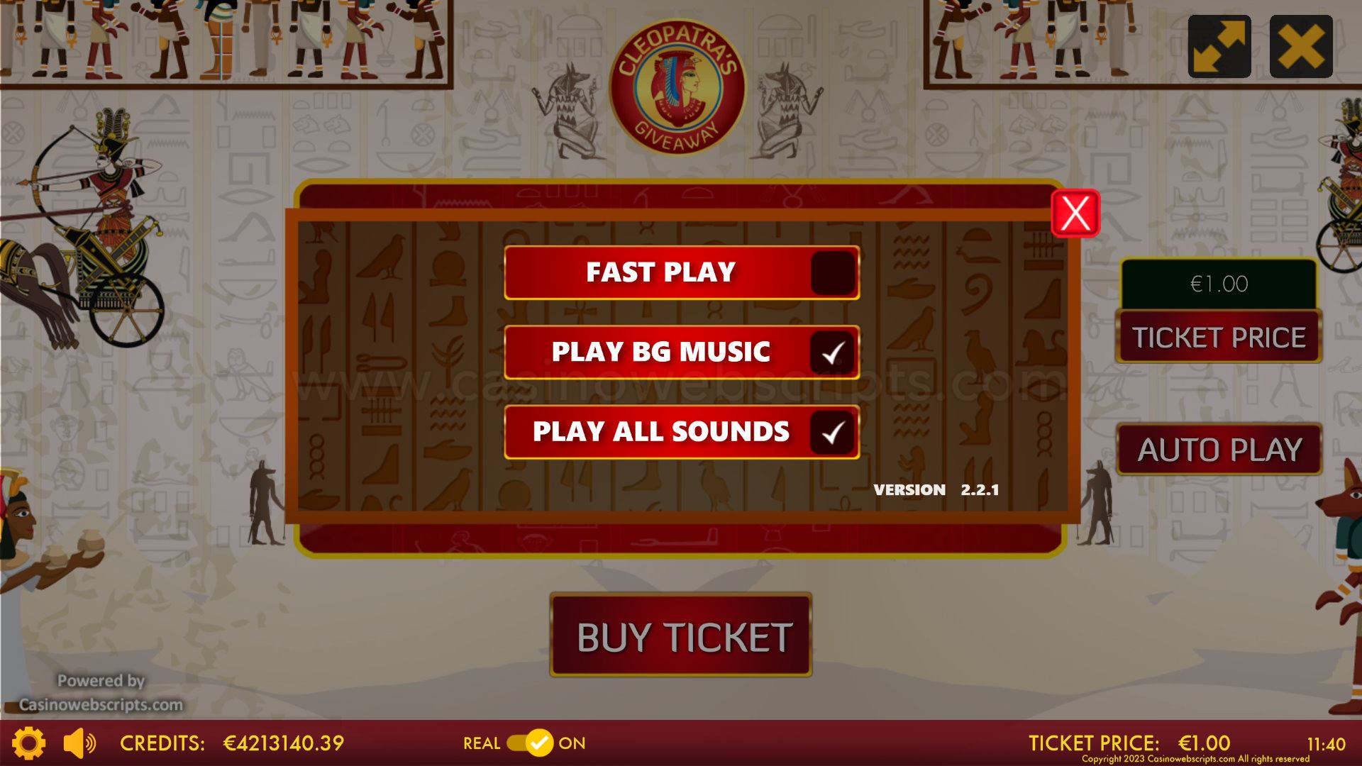 Cleopatra Giveaway Scratch Card  Mobile and PC - Preview