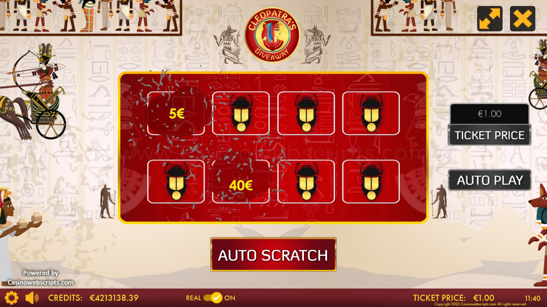 Cleopatra Giveaway Scratch Card  Mobile and PC - Preview