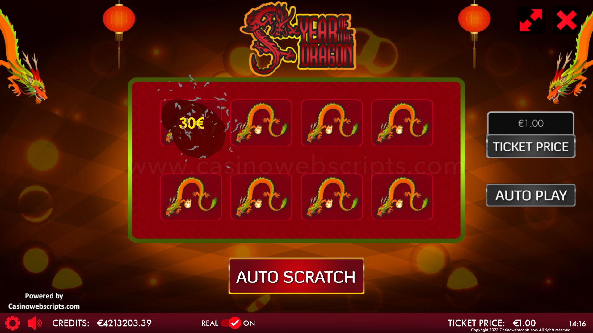 Year of the Dragon Scratch Card  Mobile and PC - Preview