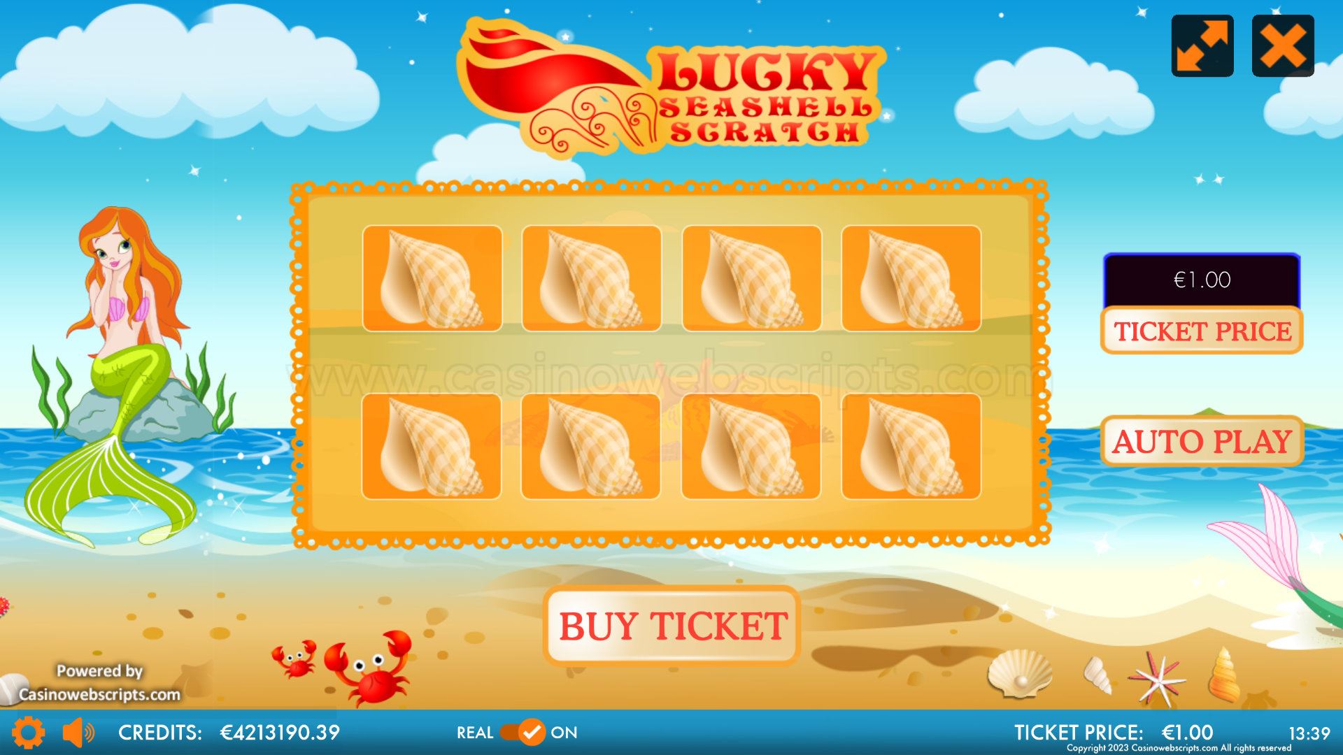 Lucky Seashell Scratch Card  Mobile and PC - Preview