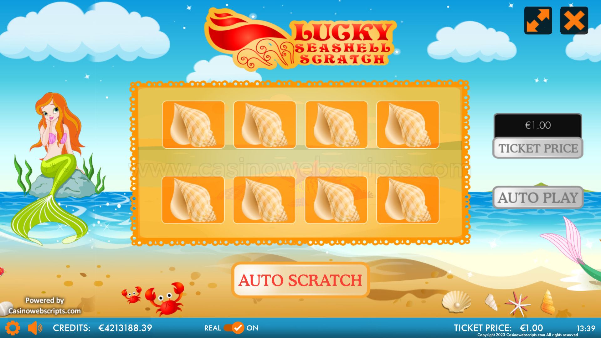Lucky Seashell Scratch Card  Mobile and PC - Preview