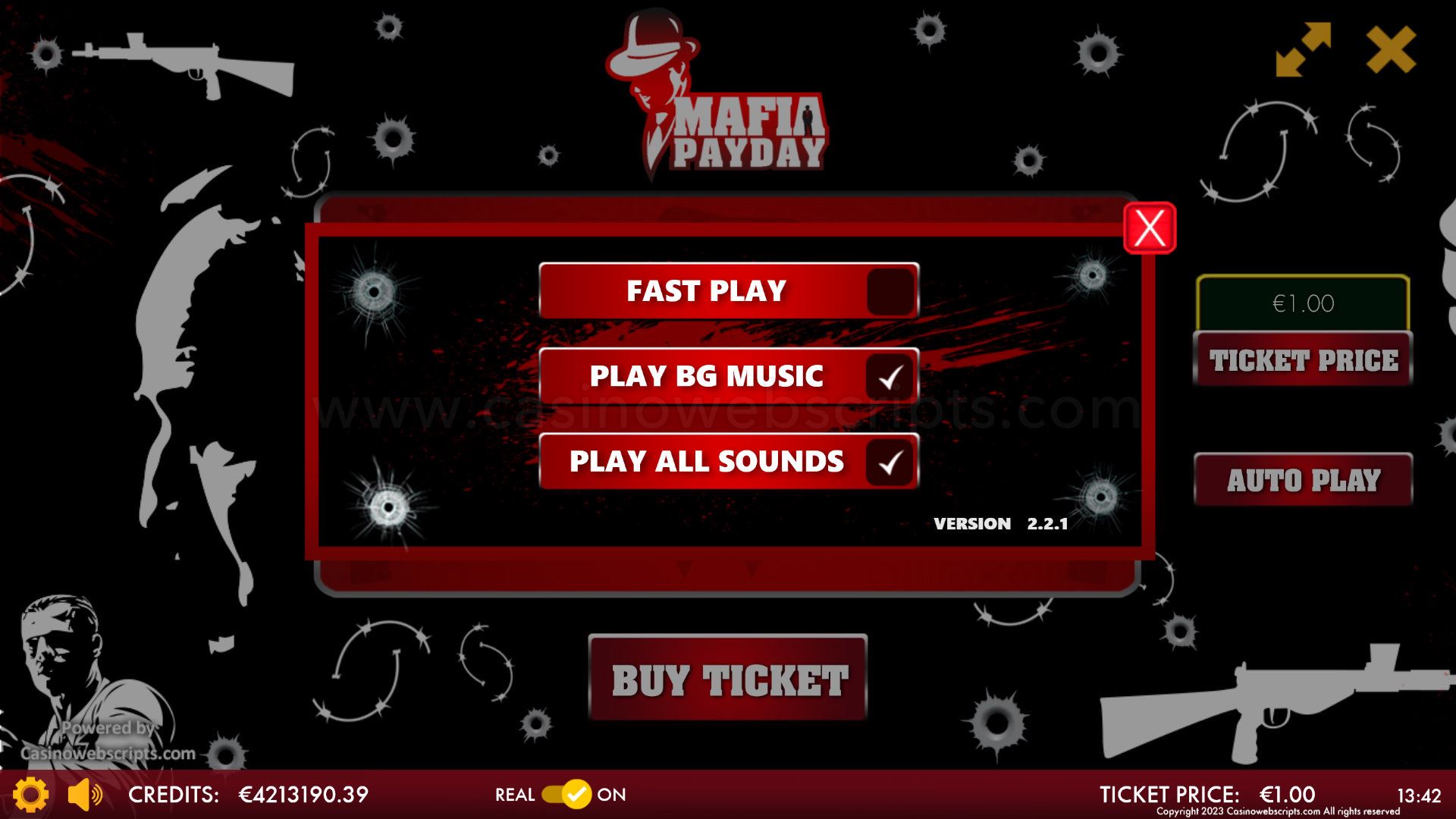 Mafia Payday Scratch Card  Mobile and PC - Preview