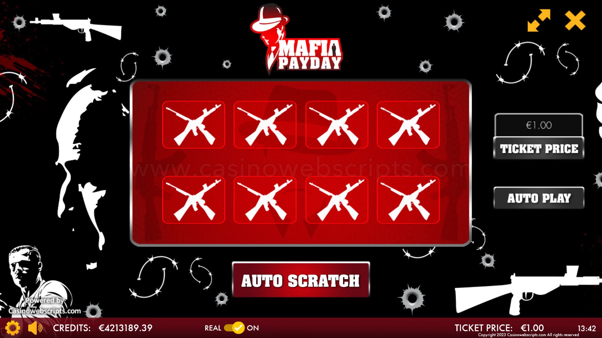 Mafia Payday Scratch Card  Mobile and PC - Preview