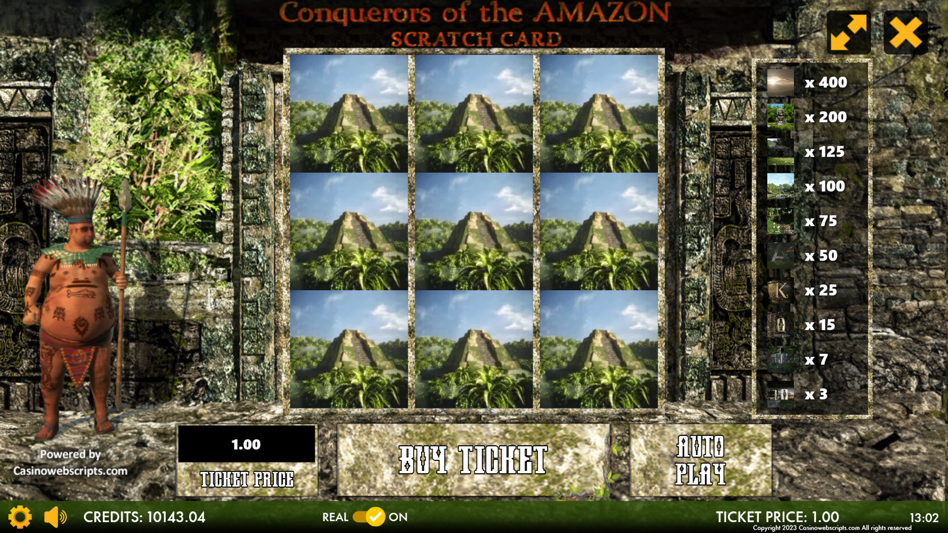 Conquerors of the Amazon Scratch Card - Preview