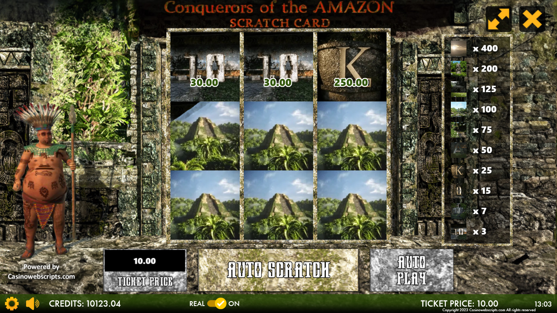 Conquerors of the Amazon Scratch Card - Preview
