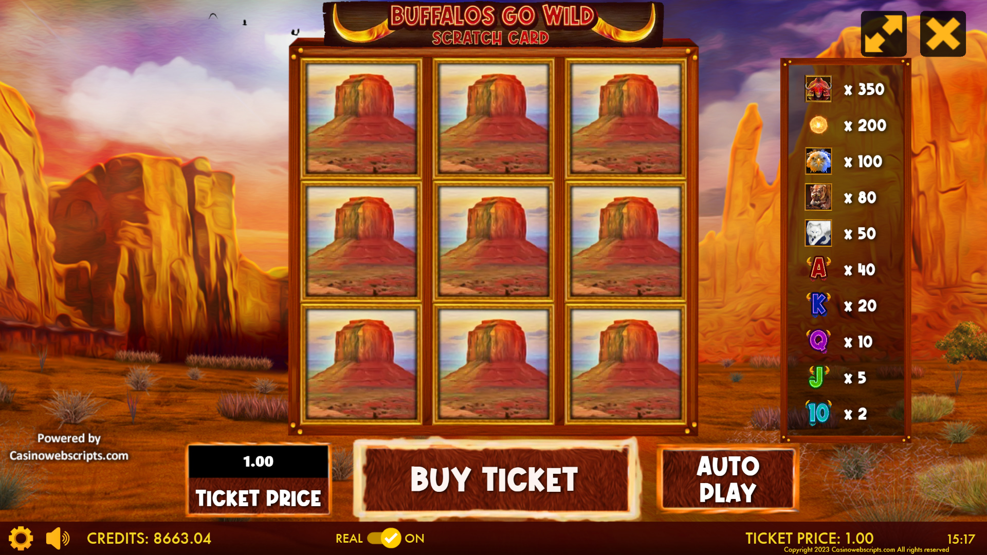 Buffalos Go Wild - Scratch Card - Preview