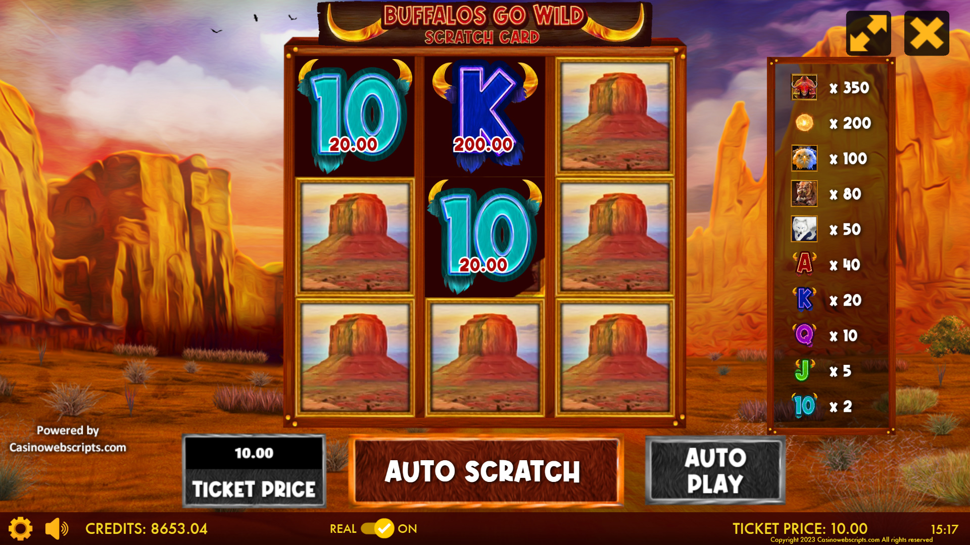 Buffalos Go Wild - Scratch Card - Preview