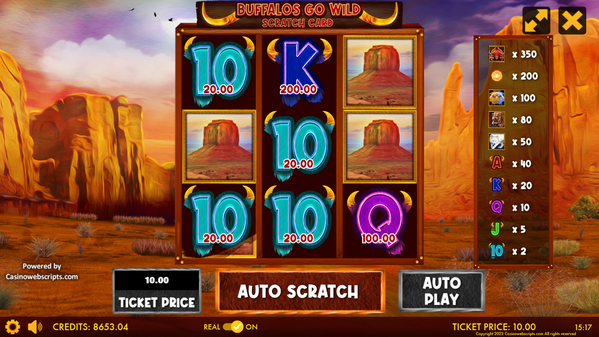 Buffalos Go Wild - Scratch Card - Preview