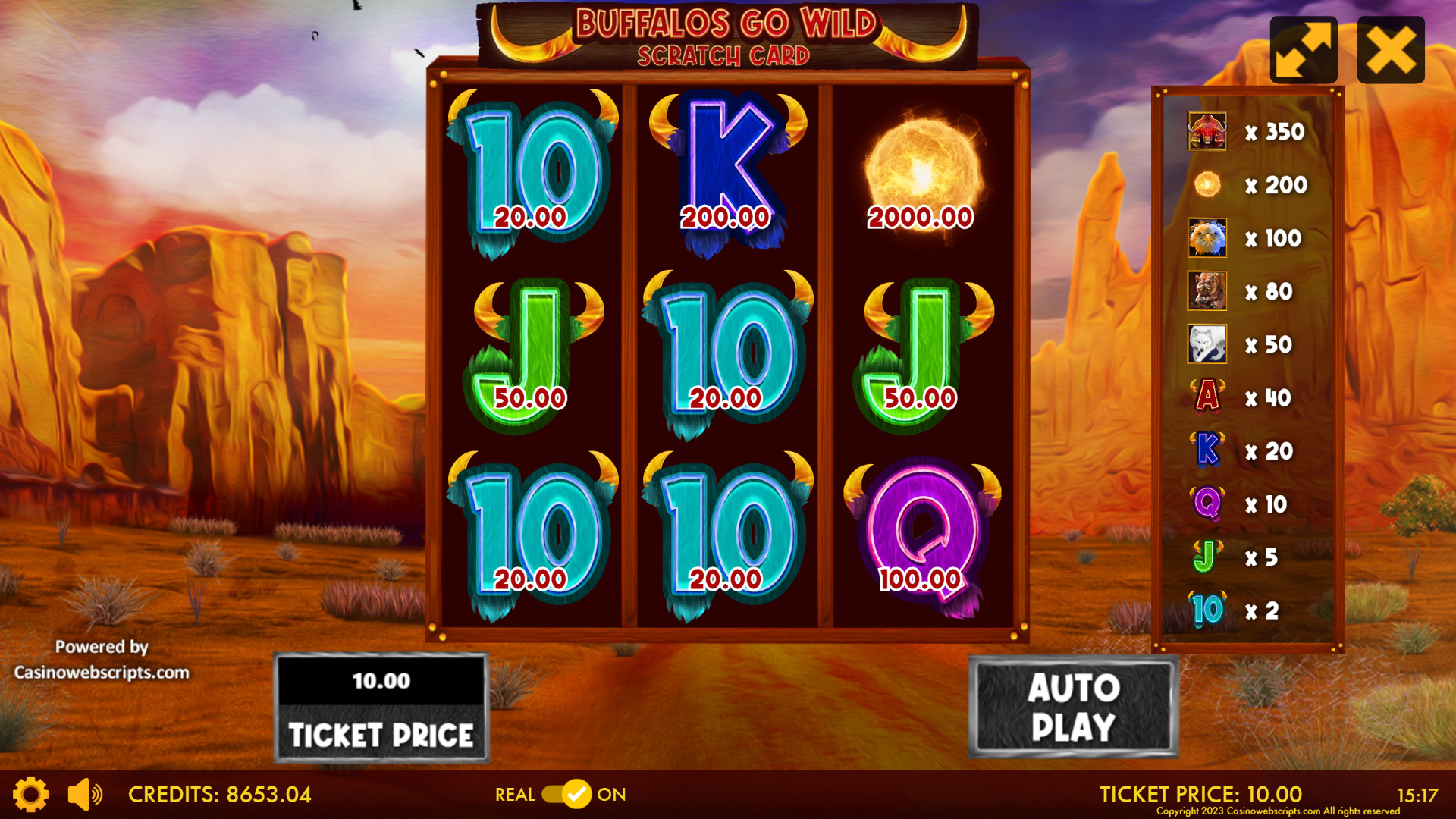 Buffalos Go Wild - Scratch Card - Preview