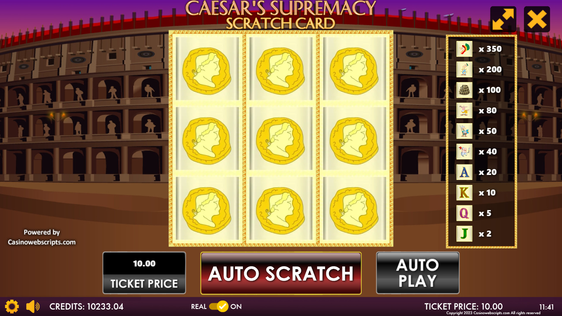 Caesar Supremacy Scratch Card - Preview