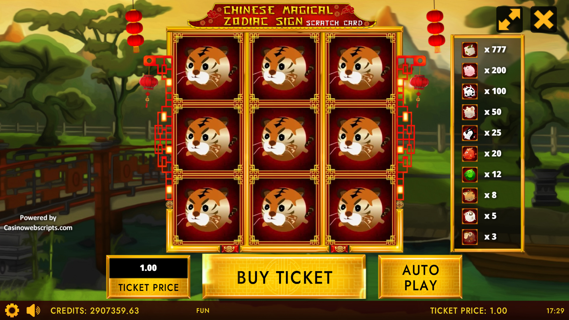 Chinese Magical Zodiac Sign Scratch Card - Preview