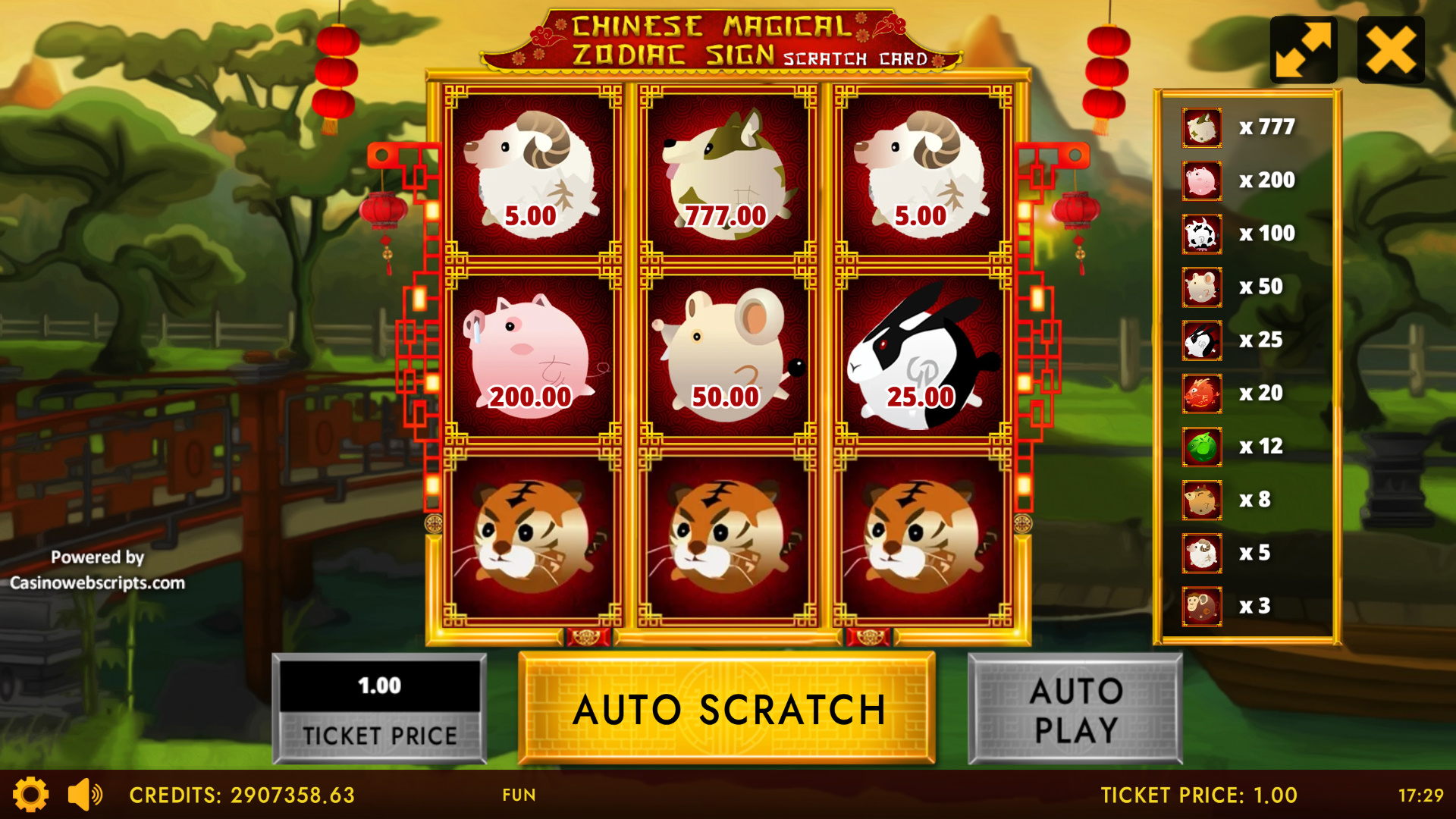Chinese Magical Zodiac Sign Scratch Card - Preview