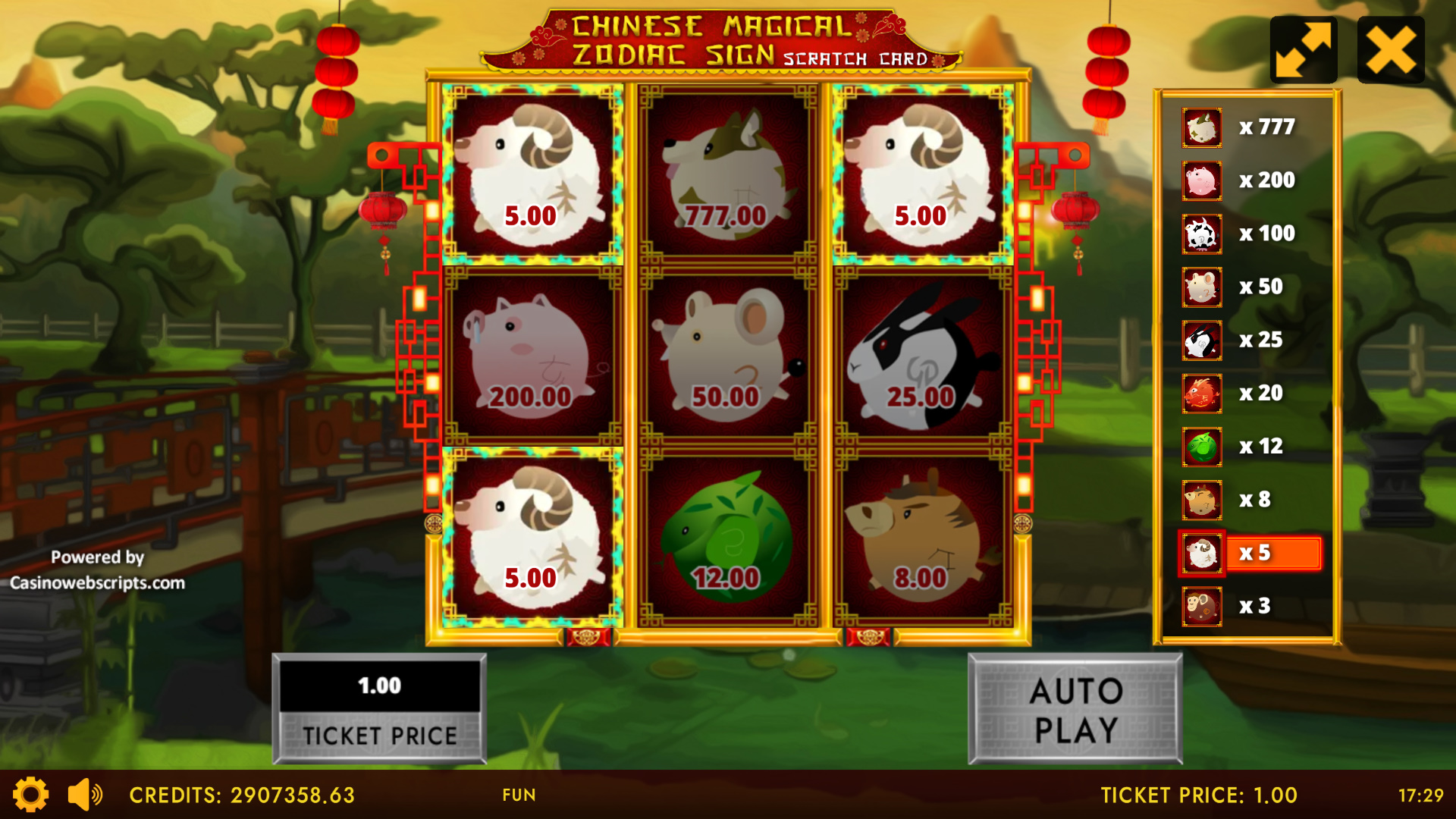 Chinese Magical Zodiac Sign Scratch Card - Preview