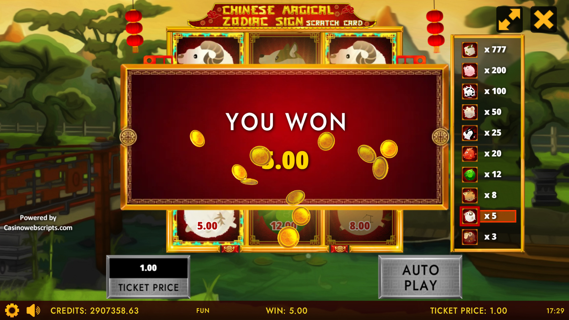 Chinese Magical Zodiac Sign Scratch Card - Preview