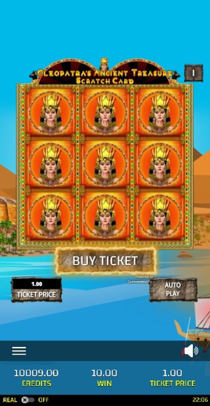Cleopatra Ancient Treasures Scratch Card mobile