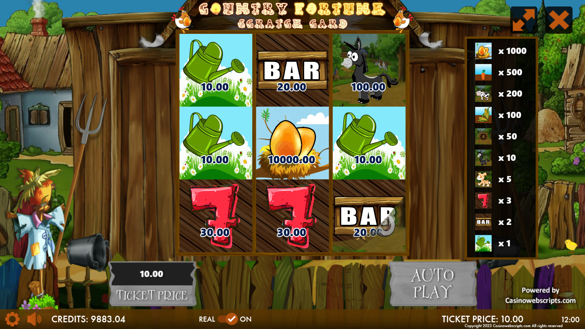 Country Fortune Scratch Card - Preview