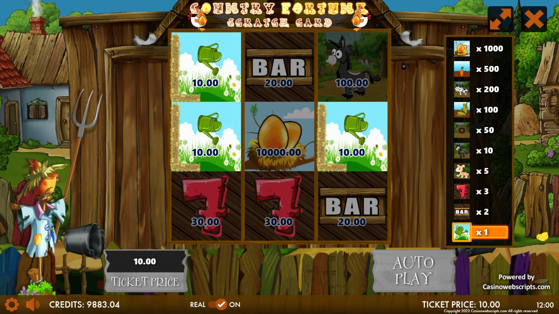 Country Fortune Scratch Card - Preview