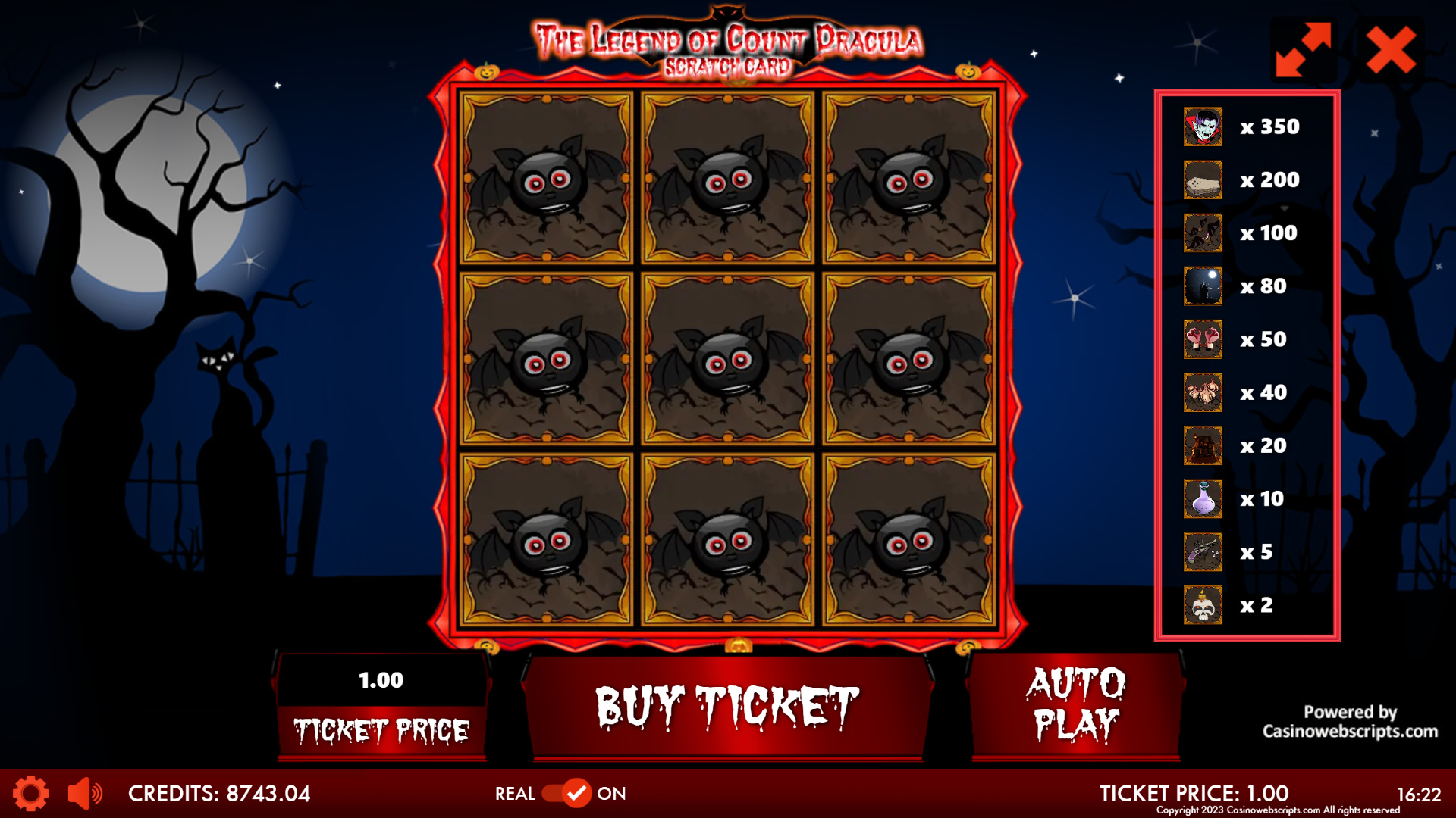 The Legend of Count Dracula Scratch Card - Preview