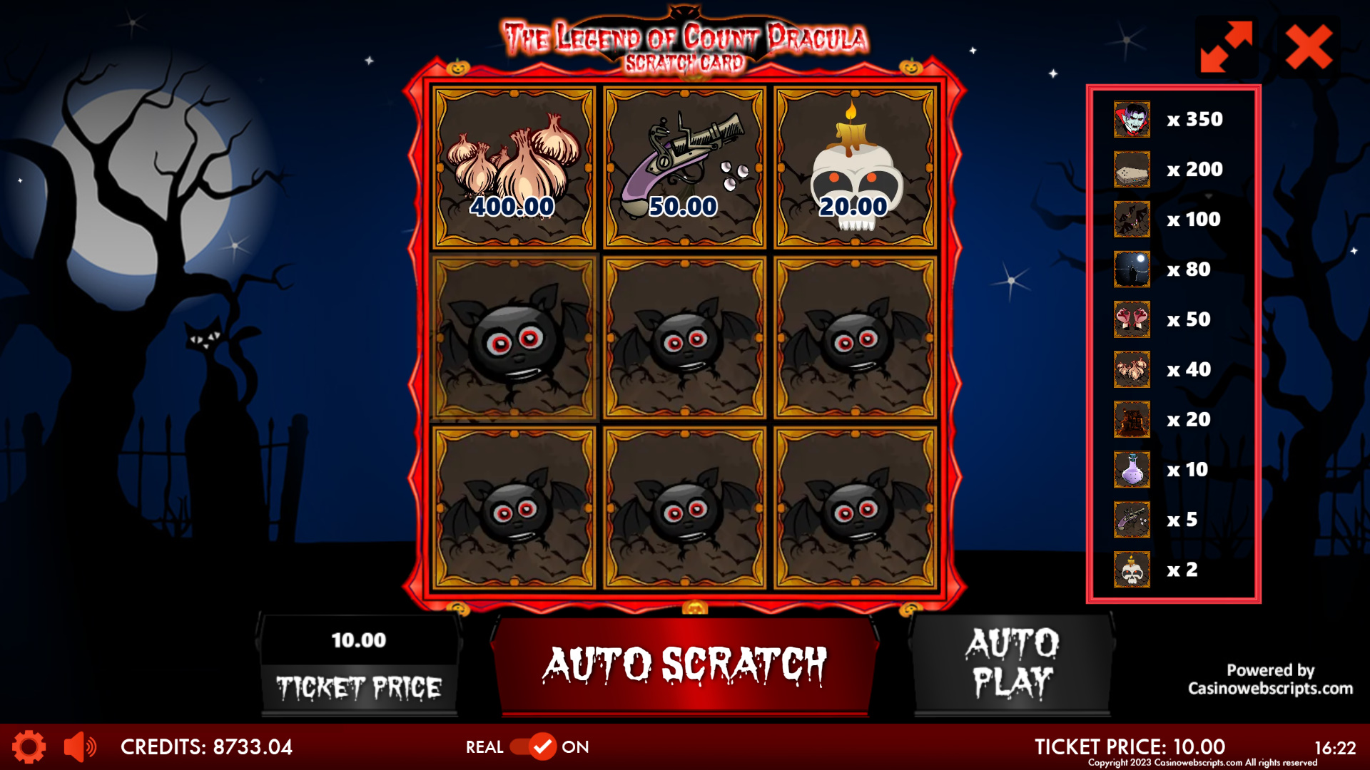The Legend of Count Dracula Scratch Card - Preview