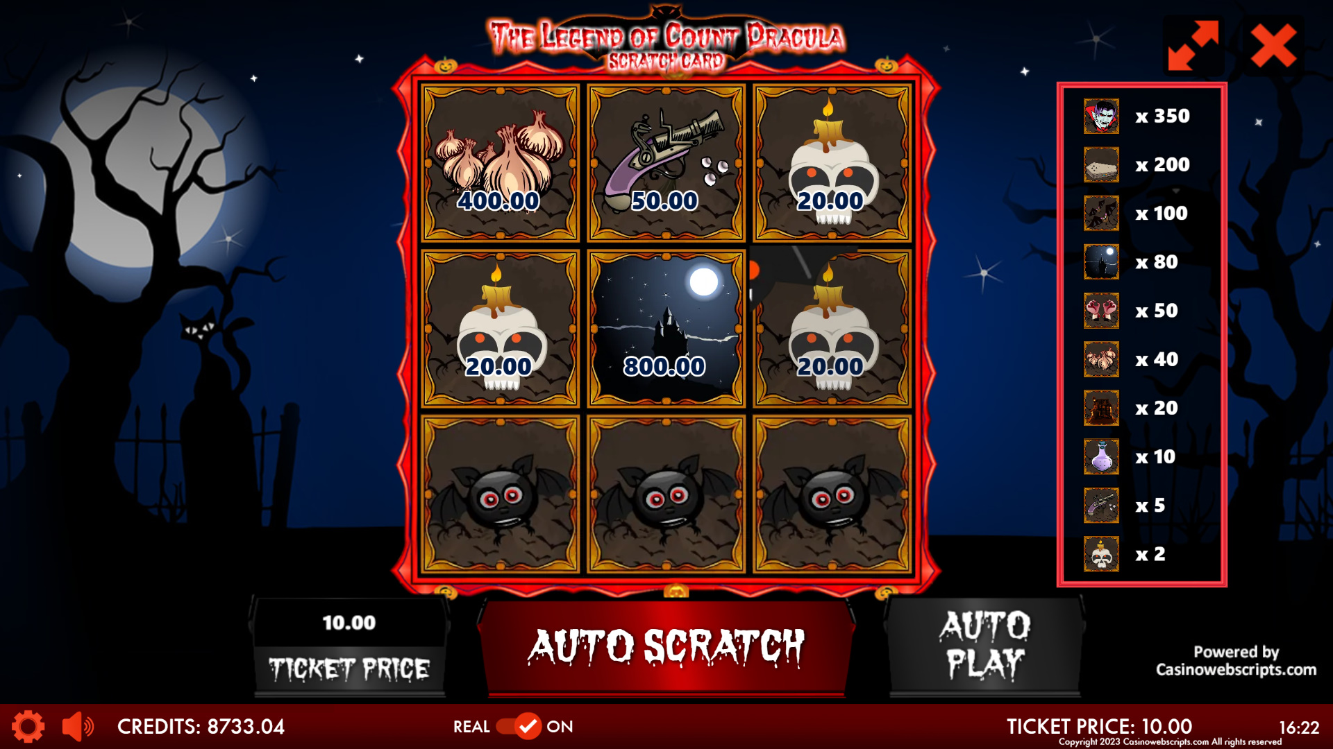 The Legend of Count Dracula Scratch Card - Preview