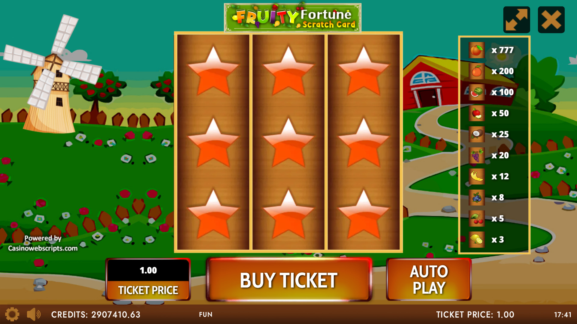 Fruity Fortune Deluxe Scratch Card - Preview