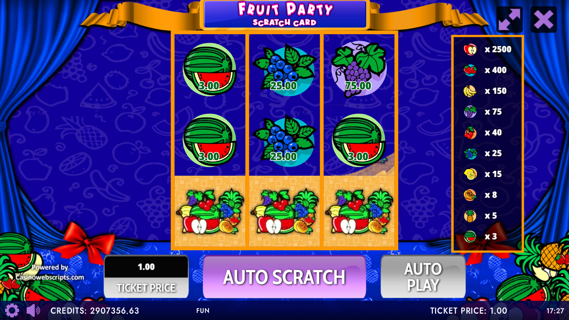 Fruit Party Non-Stop Scratch Card - Preview