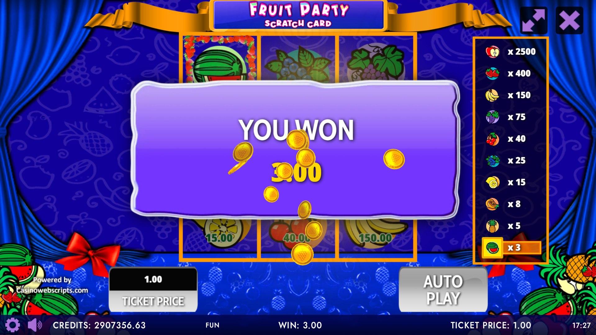 Fruit Party Non-Stop Scratch Card - Preview