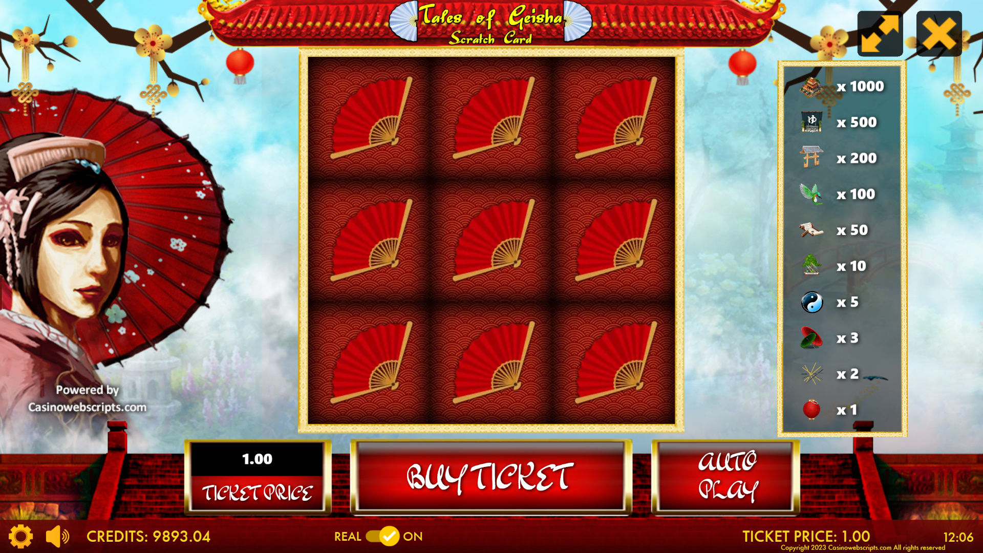 Tales of a Geisha Scratch Card - Preview