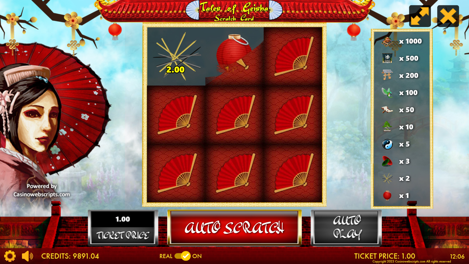 Tales of a Geisha Scratch Card - Preview
