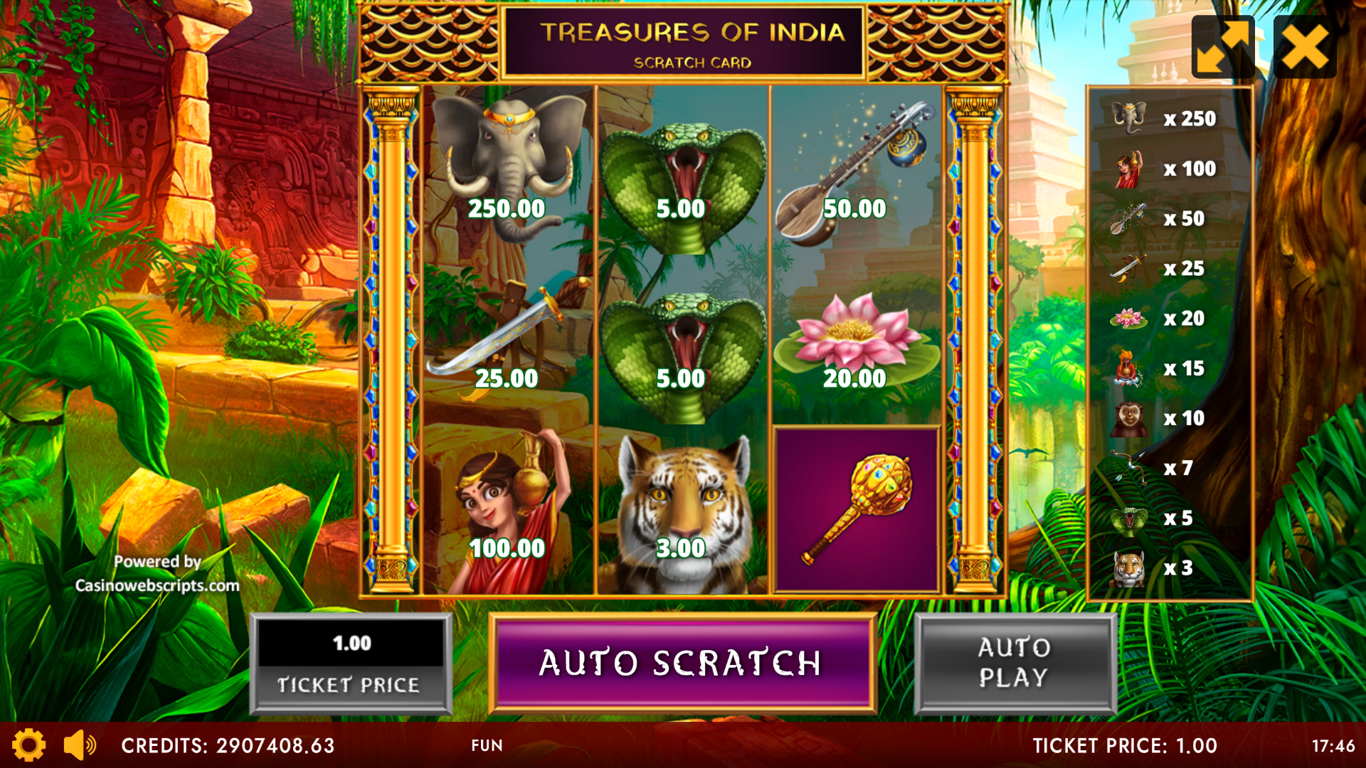 Treasures Of India Scratch Card - Preview