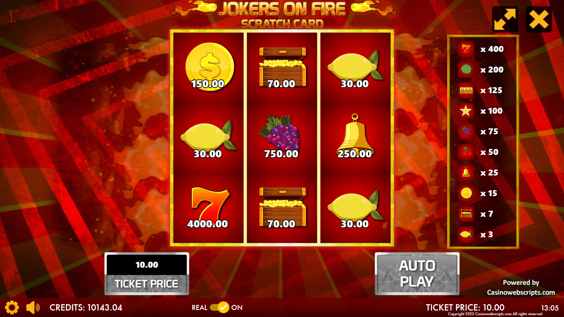 Jokers on Fire Scratch Card - Preview