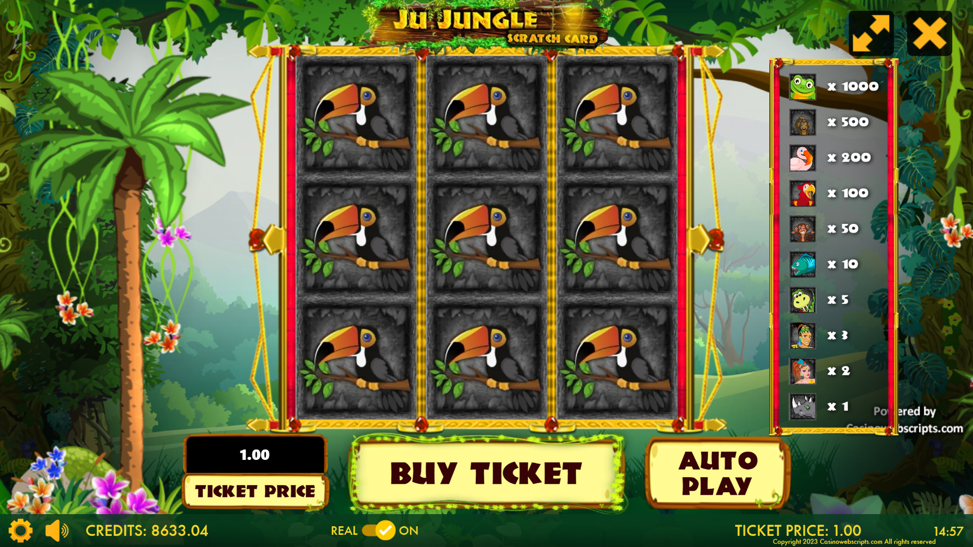 Ju Jungle Treasure Scratch Card - Preview