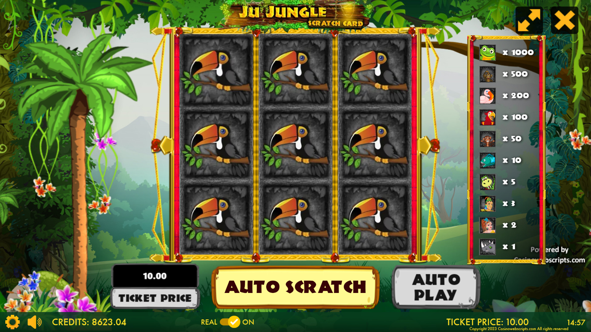 Ju Jungle Treasure Scratch Card - Preview