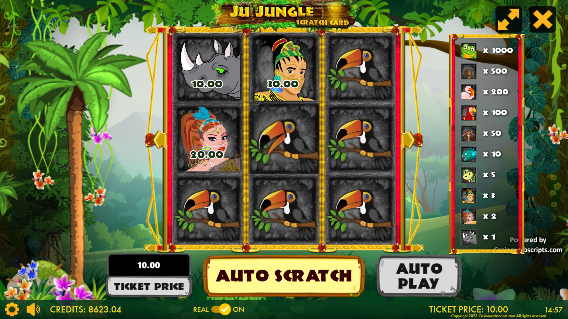 Ju Jungle Treasure Scratch Card - Preview