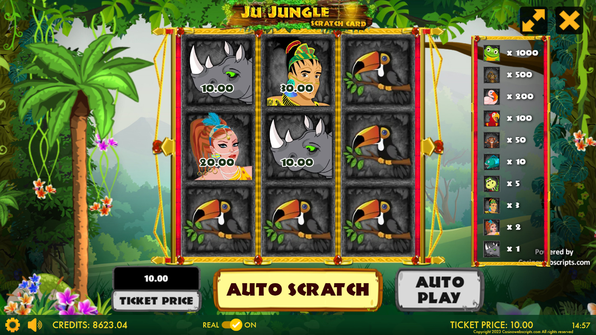 Ju Jungle Treasure Scratch Card - Preview