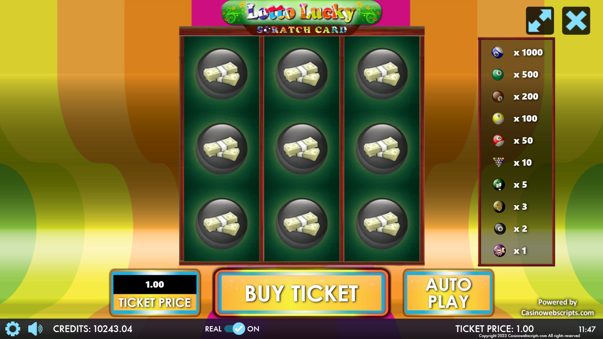 Lotto Lucky Slot Scratch Card - Preview