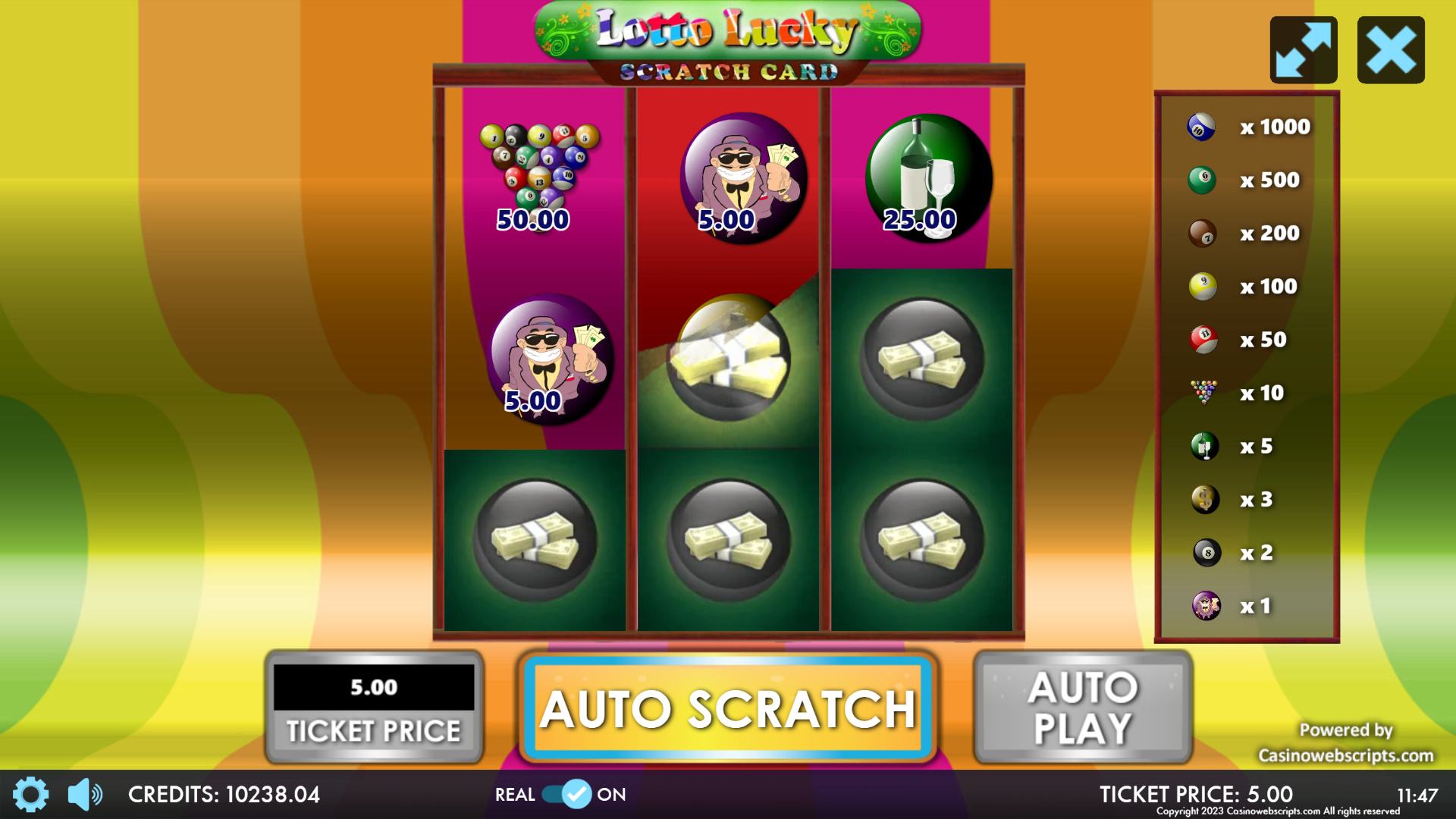 Lotto Lucky Slot Scratch Card - Preview