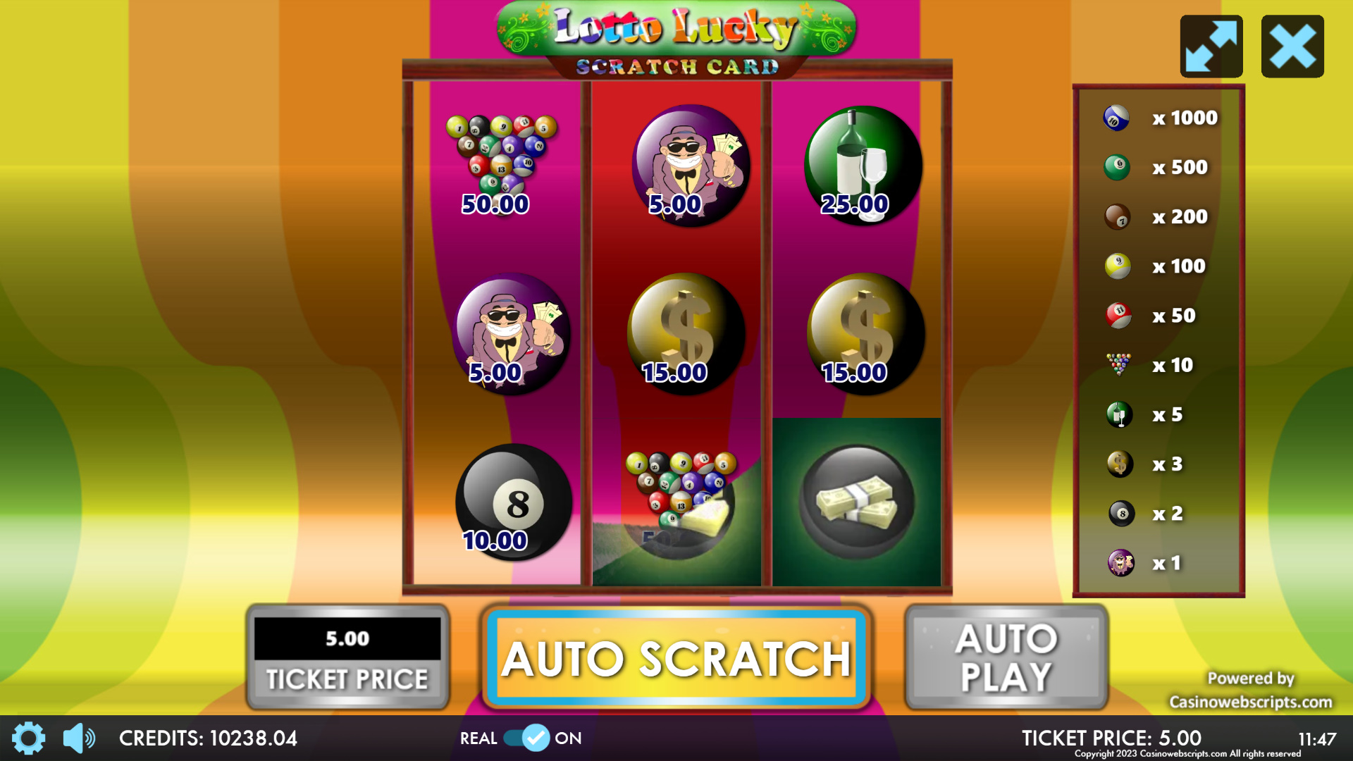 Lotto Lucky Slot Scratch Card - Preview