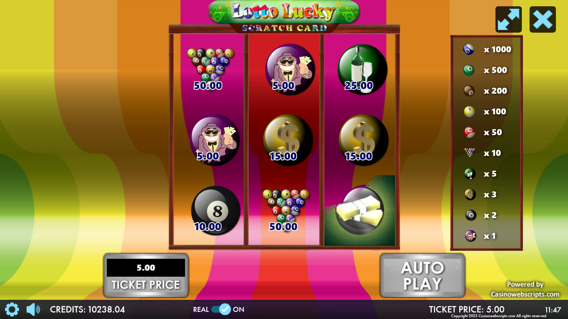 Lotto Lucky Slot Scratch Card - Preview