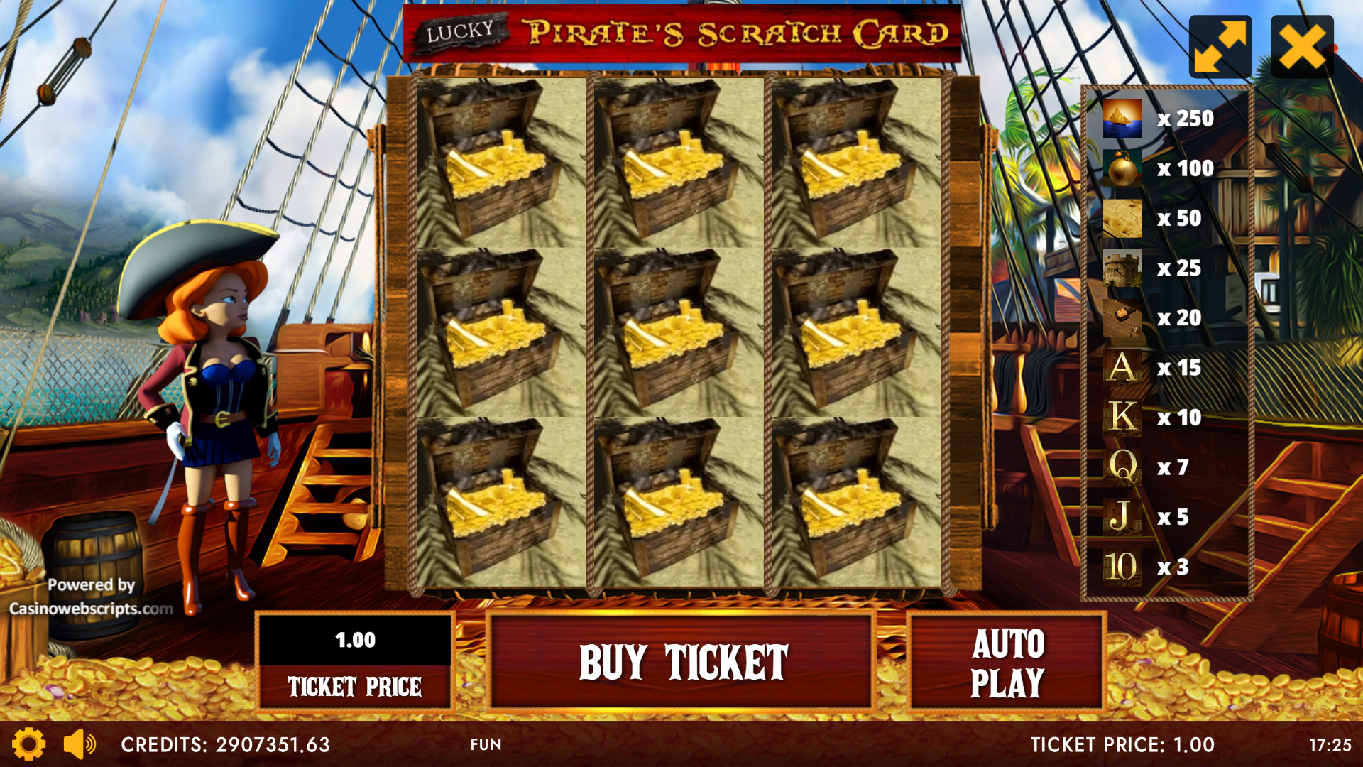 Lucky Pirate Bounty Scratch Card - Preview