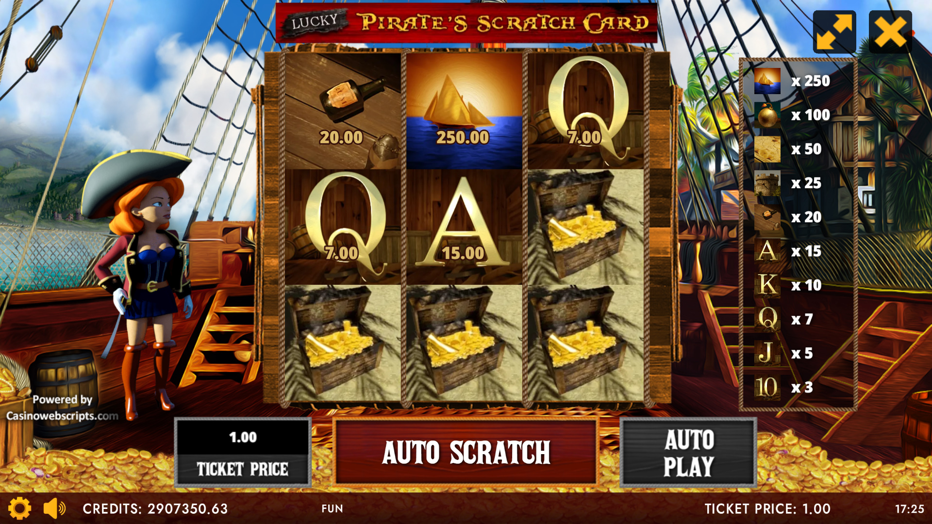 Lucky Pirate Bounty Scratch Card - Preview