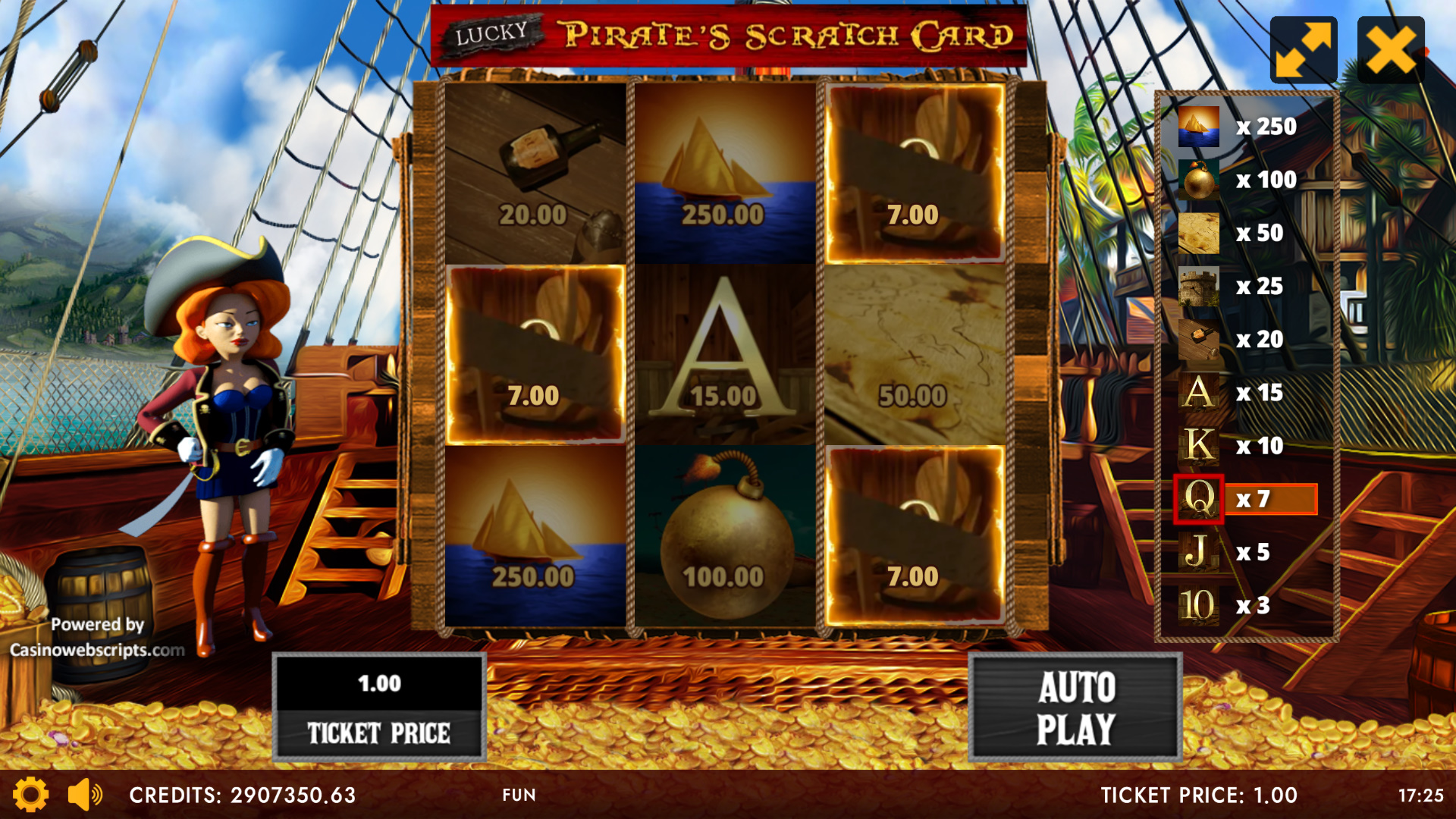 Lucky Pirate Bounty Scratch Card - Preview